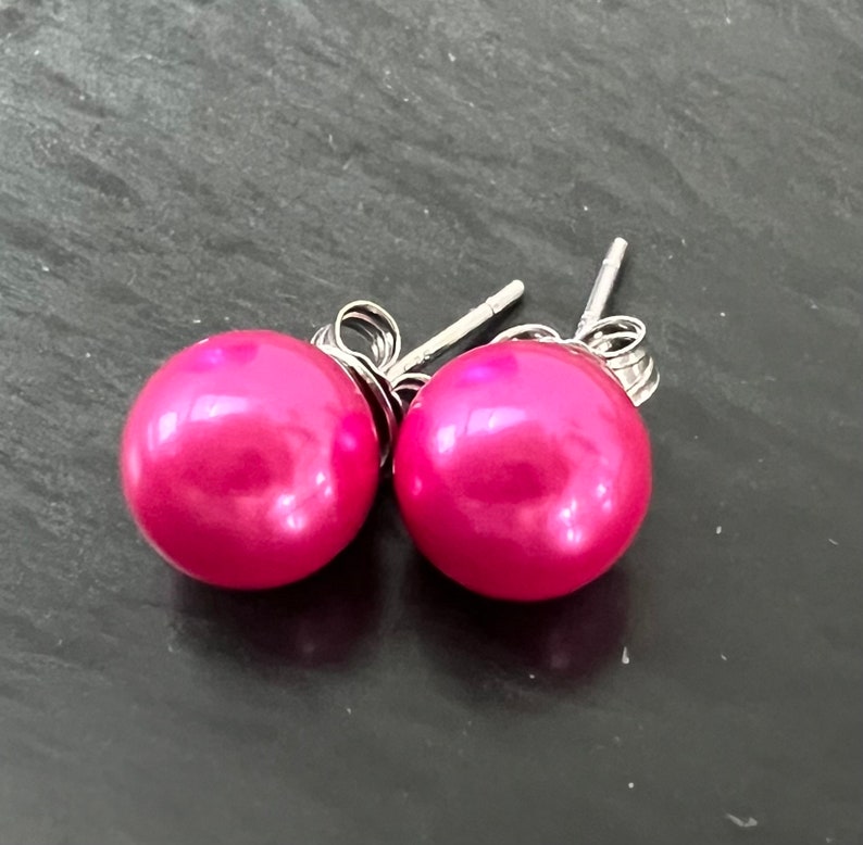 Ohrstecker aus Muschelkern und 925 Silber, pink Bild 1