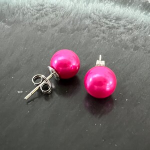 Ohrstecker aus Muschelkern und 925 Silber, pink Bild 7