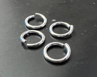 925-Silber Binderinge, offen, verschiedene Größen, 5 mm, 6 mm, 7 mm
