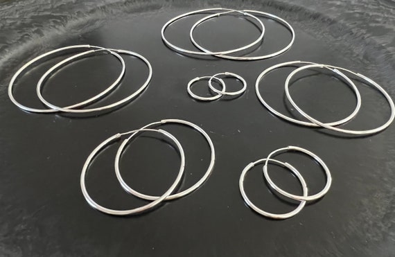 1 Paar Creolen 925 Silber, Ohrring, 1,5mm Dicke, Größen 1cm - 7cm