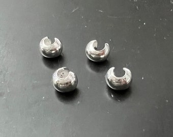 925 silver beading beads, folding beading beads, various sizes: 3 mm or 4 mm