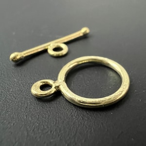 Toggle clasp made of gold-plated 925 silver brushed, 13 mm