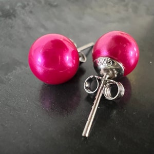 Ohrstecker aus Muschelkern und 925 Silber, pink Bild 10