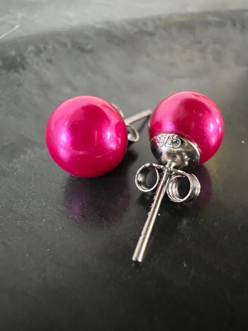 Ohrstecker aus Muschelkern und 925 Silber, pink Bild 10