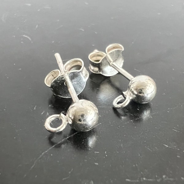925 silver stud earrings, various sizes, 3mm, 4mm ball