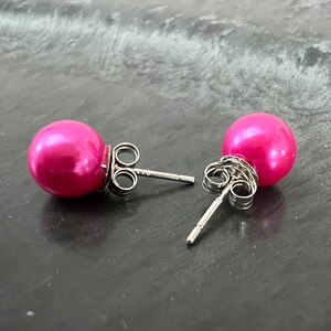 Ohrstecker aus Muschelkern und 925 Silber, pink Bild 4