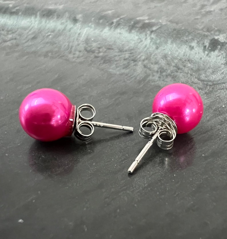 Ohrstecker aus Muschelkern und 925 Silber, pink Bild 4