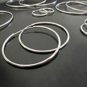 1 Paar Creolen 925 Silber, Ohrring, 1,5mm Dicke, Größen 1cm - 7cm image 3