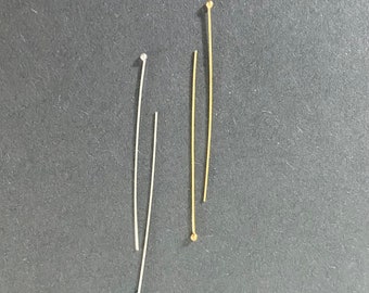Ball pins made of 925 silver and gold-plated 925 silver, 0.5 x 40 mm