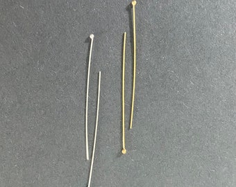 Ball pins in 925 silver and gold-plated 925 silver, 0.5 x 40 mm