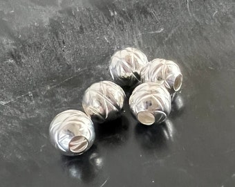 Strukturierte Kugel / Perle aus 925-Silber, 6 mm