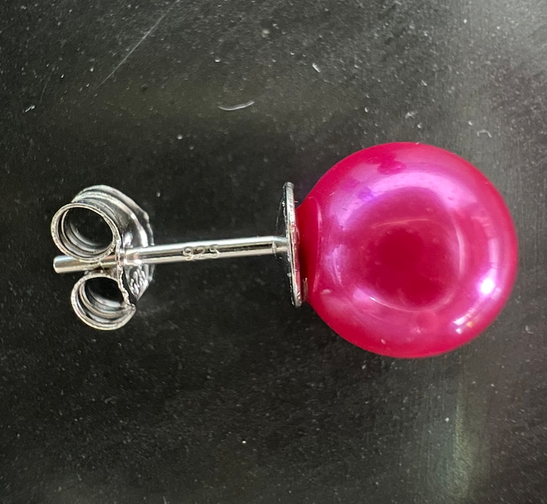 Ohrstecker aus Muschelkern und 925 Silber, pink Bild 6