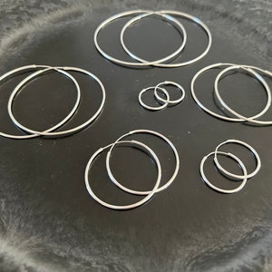 1 Paar Creolen 925 Silber, Ohrring, 1,5mm Dicke, Größen 1cm - 7cm image 2