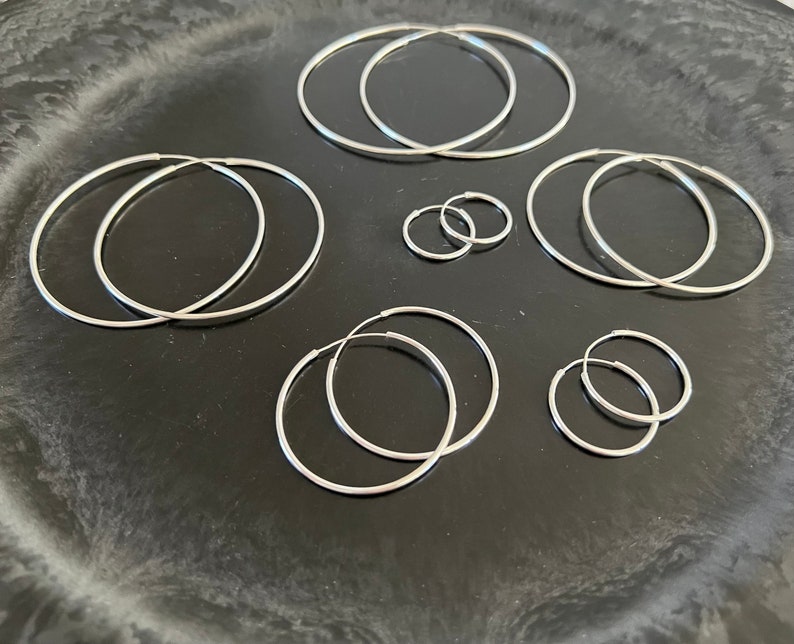 1 Paar Creolen 925 Silber, Ohrring, 1,5mm Dicke, Größen 1cm - 7cm image 2