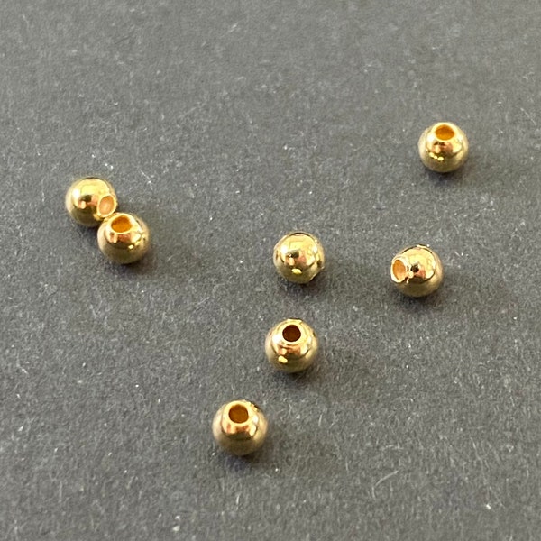 boules en argent 925 plaquées or, boules à presser, perles à presser, différentes tailles, 1,8 mm, 2,0 mm, 2,2 mm, 2,5 mm