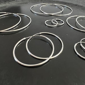1 Paar Creolen 925 Silber, Ohrring, 1,5mm Dicke, Größen 1cm - 7cm image 5