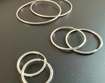 Creolen 925-Silber, 1,5 mm Dicke, verschiedene Größen, geschlossen