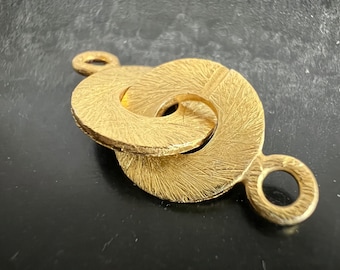 Ring-ring clasp made of brushed, gold-plated 925 silver, 12 mm