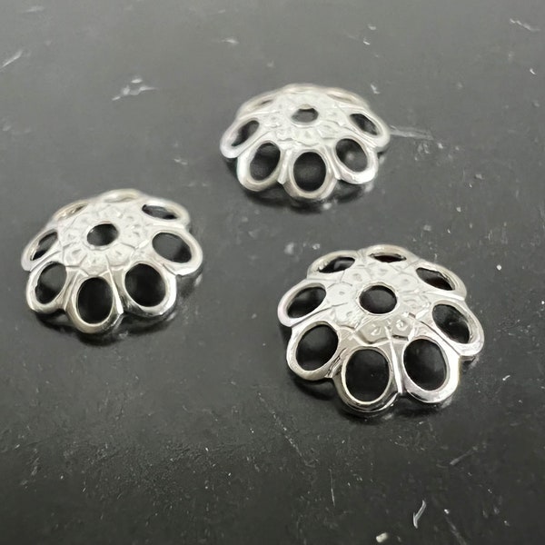 Filigrane Perlen Endkappen aus 925-Silber, 7 mm