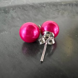 Ohrstecker aus Muschelkern und 925 Silber, pink Bild 8