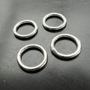 925 silver jump rings closed, various sizes, 5 mm, 6 mm, 7.3 mm