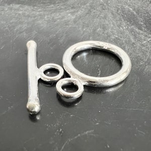 Toggle clasp / ring-bar clasp made of 925 silver, smooth, various sizes available