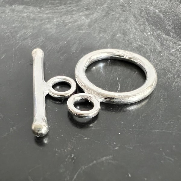 Knebel Verschluss / Ring-Stab-Verschluss aus 925-Silber, glatt, verschiedene Größen verfügbar