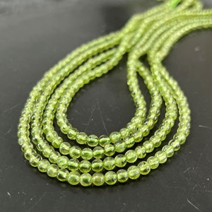 Peridot beads strand, 4 mm - S20