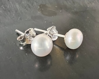 Pearl stud earrings | 925 silver earrings | various sizes