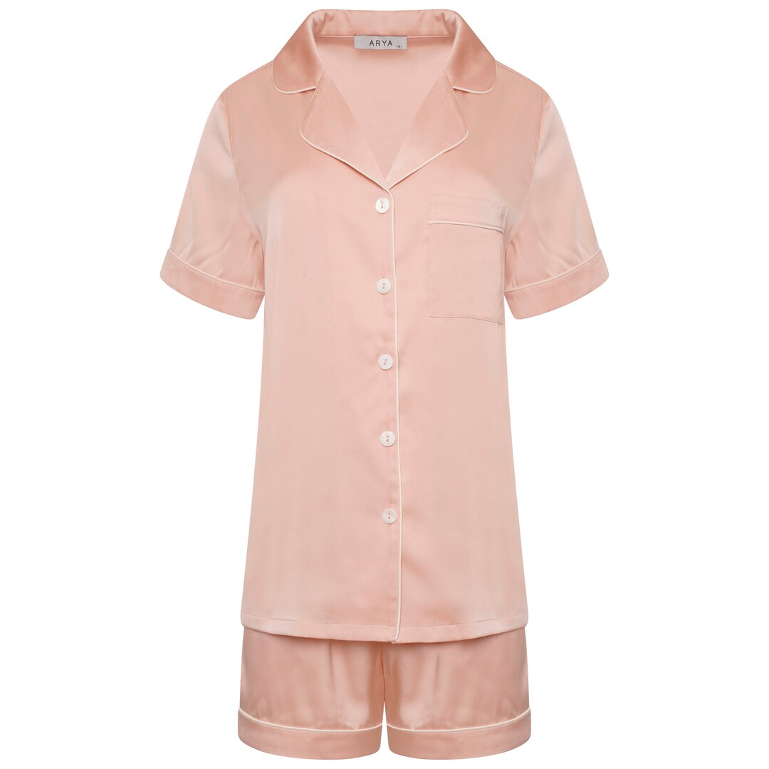 SATIN 2PC PJS- RED VALENTINE W/PINK LACE TRIM