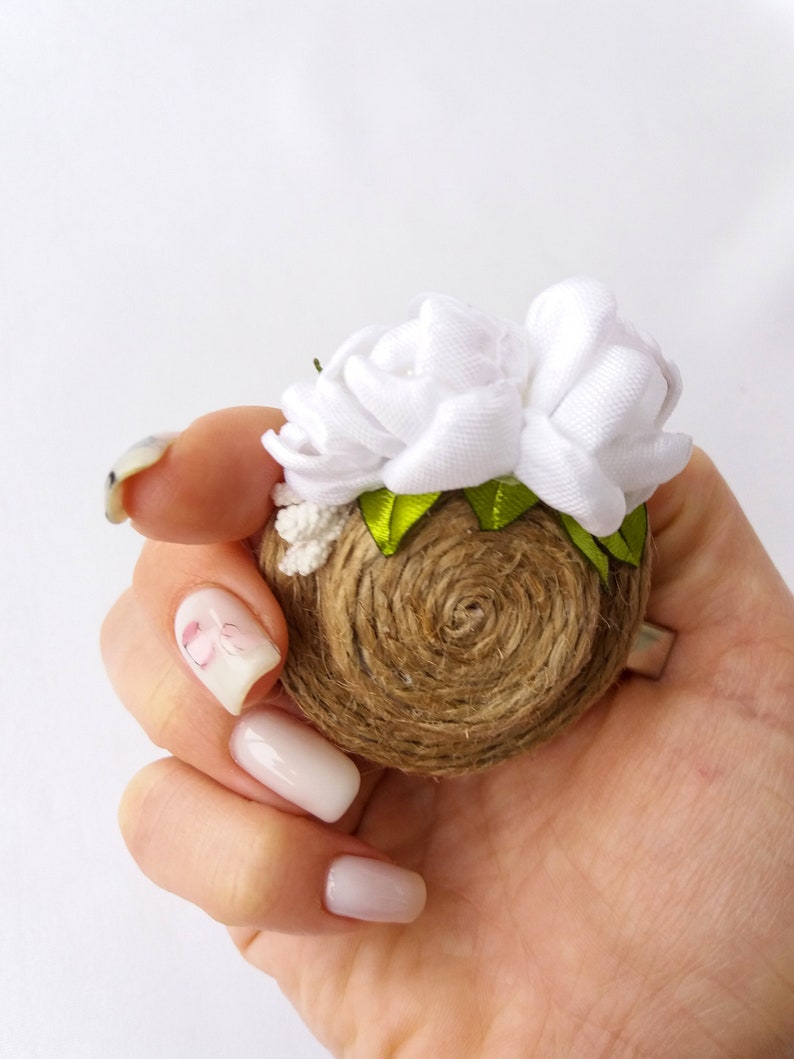 Mini Hat Hair Clip With White Satin Flower Tiny Hair Clips Etsy