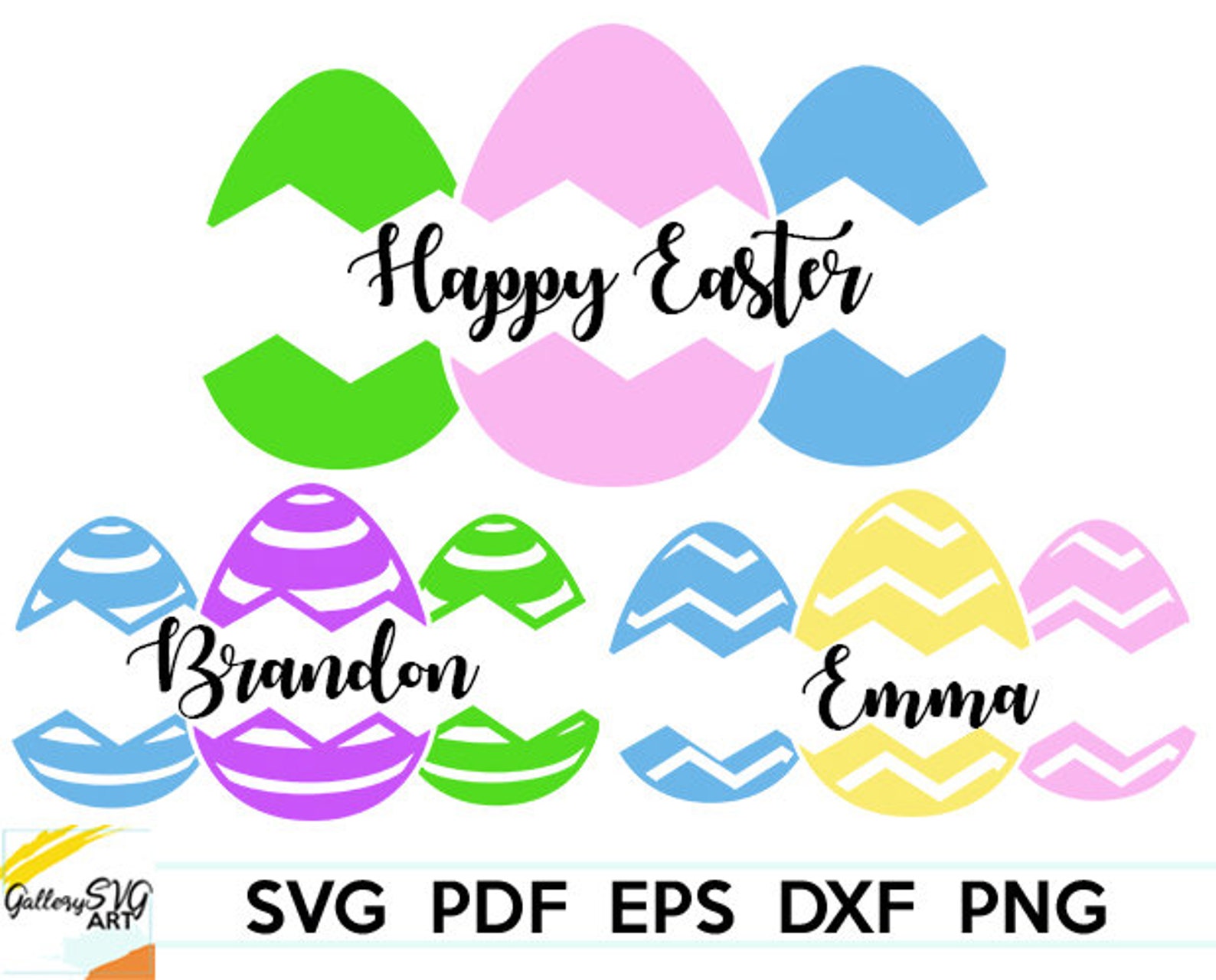 Easter Eggs Monogram Svg Happy Easter Svg Easter Egg Design Etsy