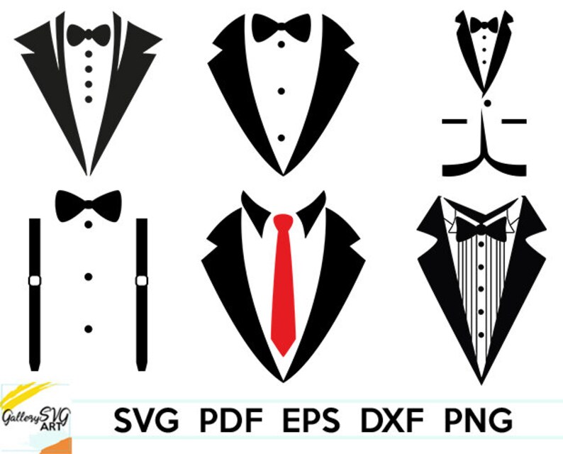 Wedding tuxedo Svg Bow tie svg Suit svg Tuxedo shirt svg ...