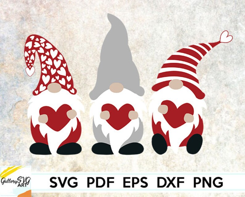 Download Valentine Gnomes Svg Three Gnomes svg Valentines Hearts ...