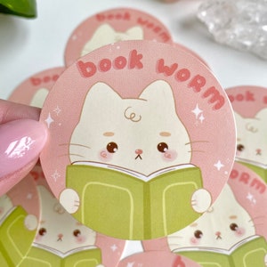 Bookworm Sticker | Cat Sticker | Cute Sticker | Cat Gifts | Cat Illustration | Cat Art | Book Lover Gifts