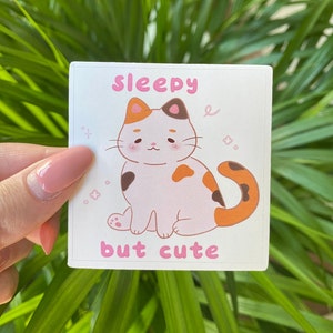 Sleepy but Cute Cat Sticker | Cat Sticker | Journal Sticker | Cute Sticker | Cat Gifts | Cat Illustration | Cat Art