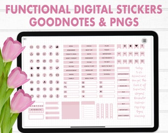 Goodnotes Stickers Simple, Digital Stickers Pink, Goodnotes Stickers, Digital Planner Goodnotes Stickers Precropped, Functional Stickers PNG