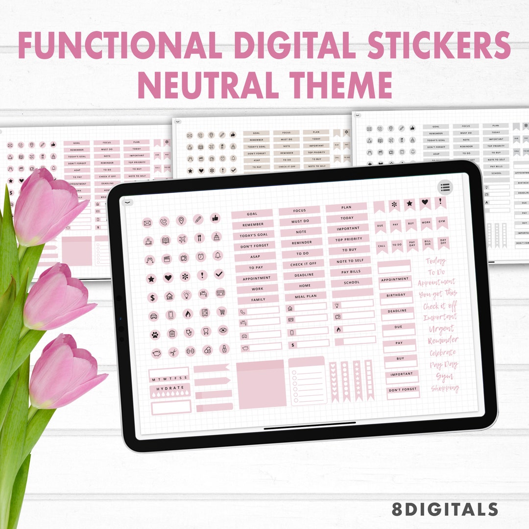 Minimalist Digital Planner Stickers, Digital Stickers Goodnotes ...