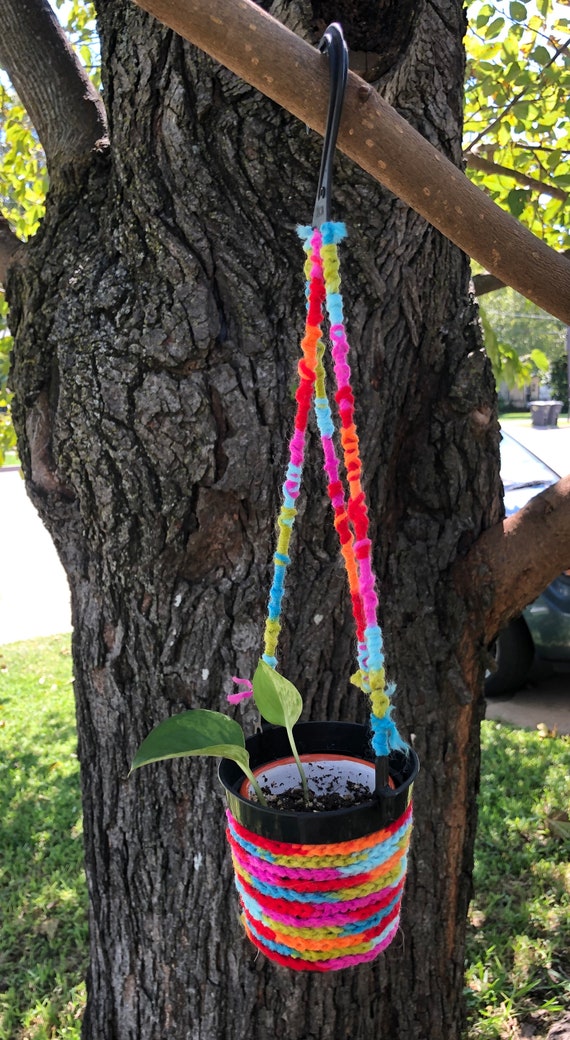 Hanging yarn plant holder Etsy