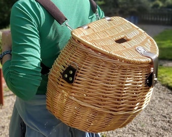 BackPack Style Personalisable Extra Large Mushroom Gathering Natural Willow Basket / Foraging Basket