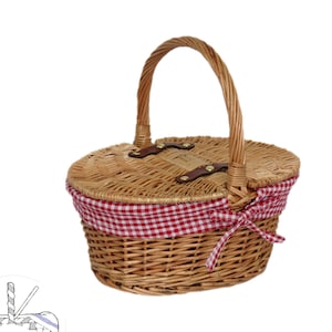 Personalisable Childs Classic Red Gingham Picnic Basket