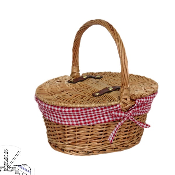 Personalisable Childs Classic Red Gingham Picnic Basket