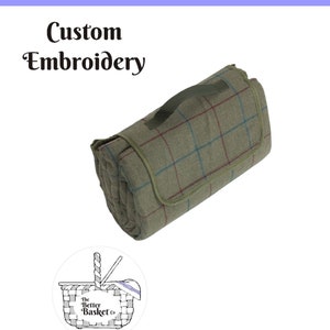 Green Tartan Picnic Blanket Personalisable Picnic Blanket