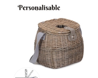 Personalisable Large Mushroom Gathering Natural Willow Basket, Large Foraging Basket