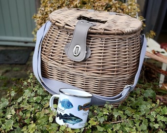 PANIER CRÉEL DE pêcheur en osier tissé pêche à la mouche