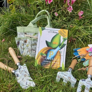 Complete Garden Activity Gift Set, Child&#39;s Personalised Garden Tools, Carry All, Plantable Parsley Seed Book, Gloves, Summer Garden Activity