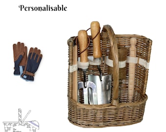 Classic British Garden Gift Set Personalised 11 Piece Garden Trug with Tools and Accessories (Denim)