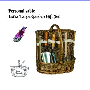 Extra Large Garden Gift Set Personalised 11 Piece Garden Trug with Tools and Accessories (Blooms)