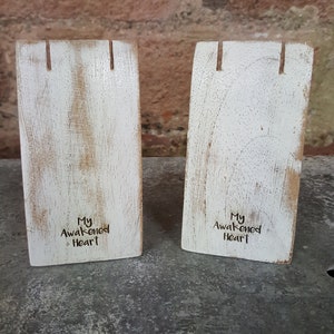 Whitewashed Wood Jewellery Displays, Handmade Natural Wood Display, White Earring Riser, Set of 2 Whitewashed Earring Displays