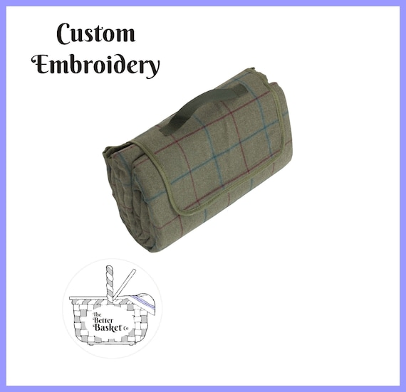 Green Tartan Picnic Blanket Personalisable Picnic Blanket